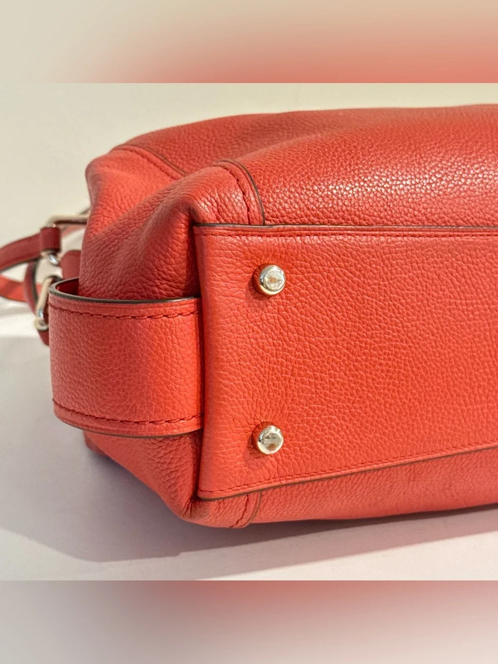 Coach Edie 31 Pebbled Leather Coral Orange Red Purse 57125 Shoulder Bag